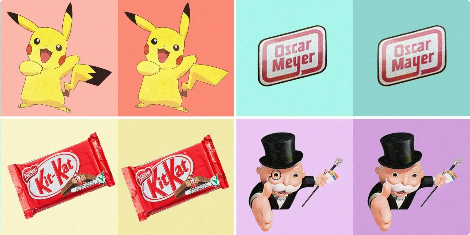 مثال های معروف اثر ماندلا: لوگوی کیت کت، عینک مونوپولی و اسکار مایر