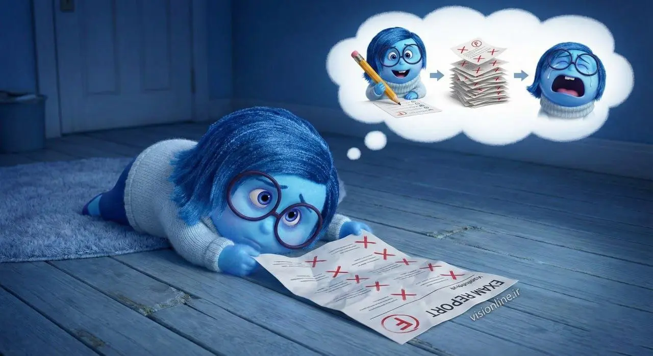 پشیمانی دانش‌آموز بعد از عدم مدیریت نمره منفی و غلط زدن سوالات