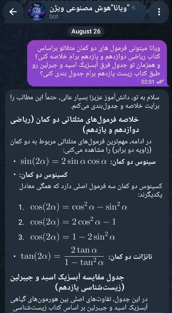 خلاصهسازی فرمولهای ریاضی کنکور توسط هوش مصنوعی ویانا مشاوره کنکور زاهدان با کمک هوش مصنوعی ویانا